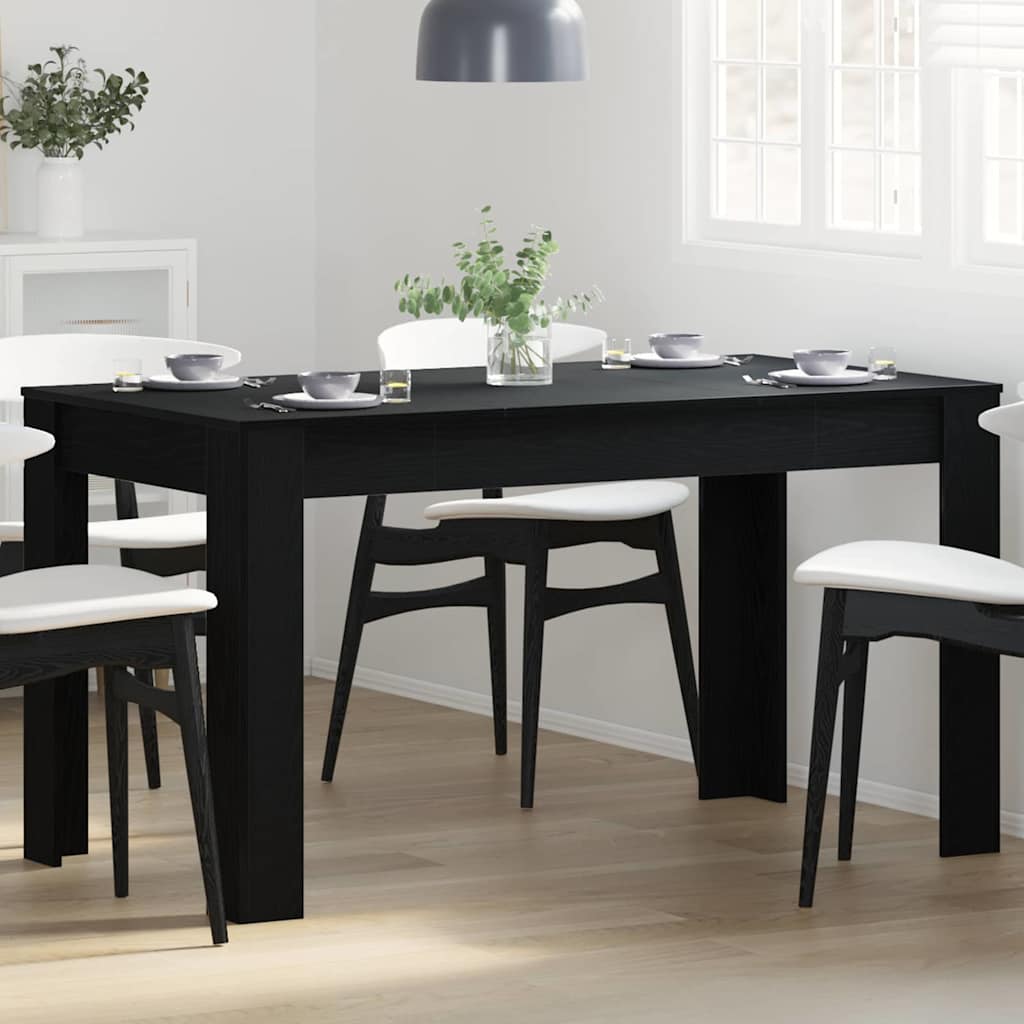 vidaXL Dining Table Black Oak 140 x 74.5 x 76 cm Engineered Wood