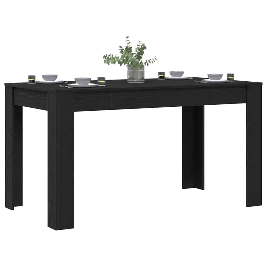 vidaXL Dining Table Black Oak 140 x 74.5 x 76 cm Engineered Wood