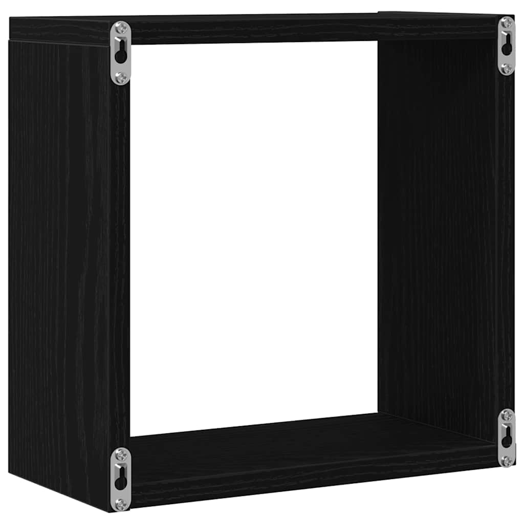 vidaXL Wall Cube Shelves 2 pcs Black Oak 30x15x30 cm Engineered Wood