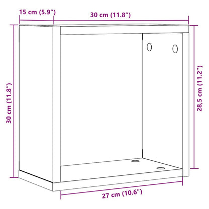 vidaXL Wall Cube Shelves 2 pcs Black Oak 30x15x30 cm Engineered Wood