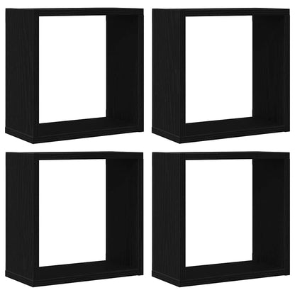 vidaXL Wall Cube Shelves 4 pcs Black Oak 30x15x30 cm Engineered Wood