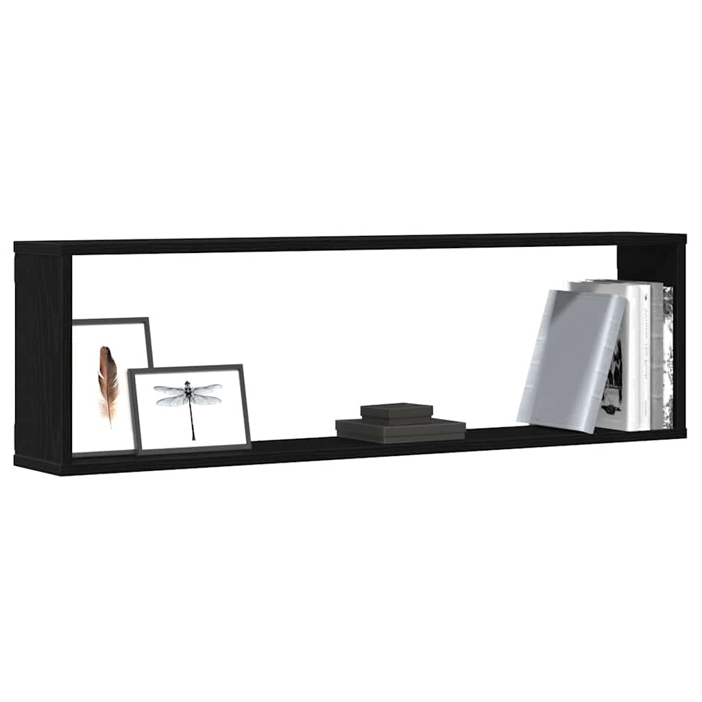 vidaXL Wall Cube Shelves 2 pcs Black Oak 100x15x30 cm Engineered Wood