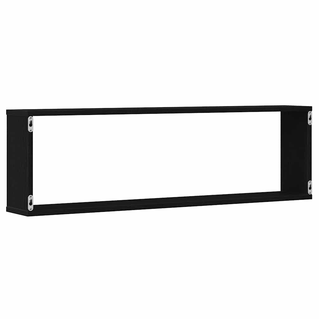 vidaXL Wall Cube Shelves 2 pcs Black Oak 100x15x30 cm Engineered Wood