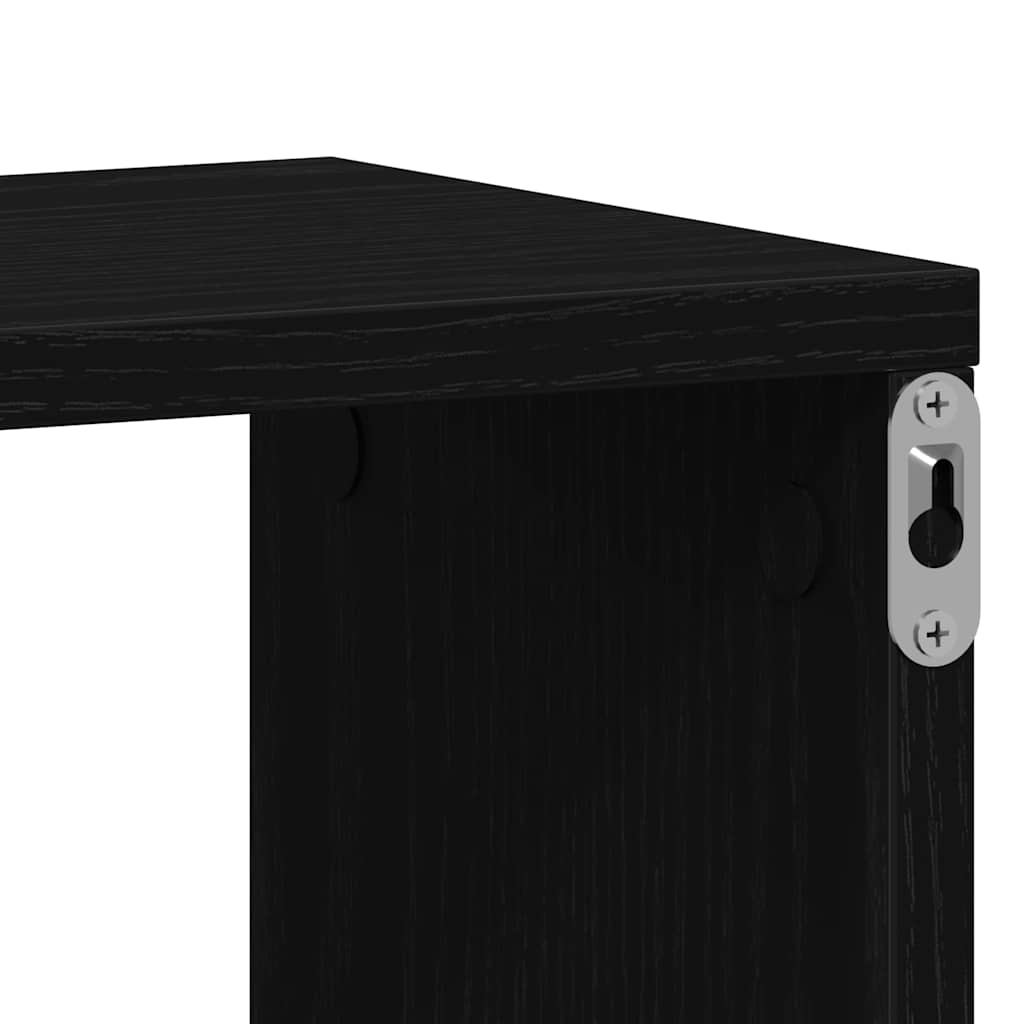 vidaXL Wall Cube Shelves 2 pcs Black Oak 100x15x30 cm Engineered Wood