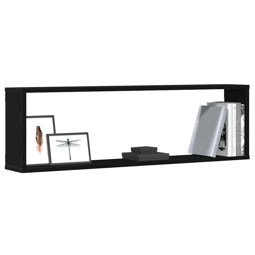 vidaXL Wall Cube Shelves 4 pcs Black Oak 100x15x30 cm Engineered Wood