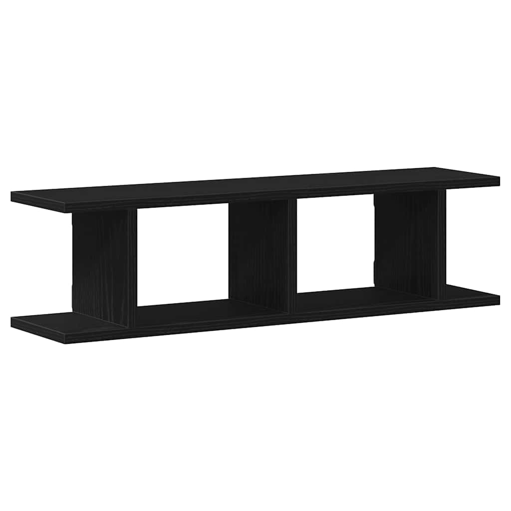vidaXL Wall Shelves 2 pcs Black Oak 75x18x20 cm Engineered Wood