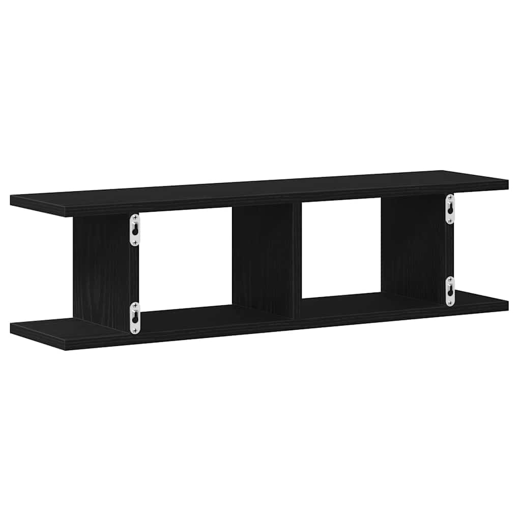 vidaXL Wall Shelves 2 pcs Black Oak 75x18x20 cm Engineered Wood