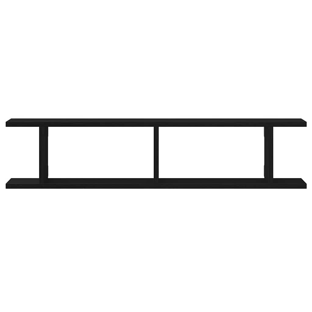 vidaXL Wall Shelves 2 pcs Black Oak 90x18x20 cm Engineered Wood