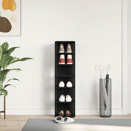 vidaXL Shoe Cabinet Black Oak 25x27x102 cm Engineered Wood