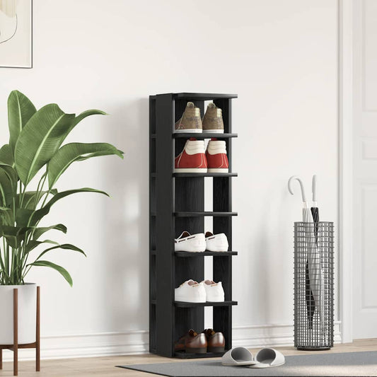 vidaXL Shoe Cabinet Black Oak 25x27x102 cm Engineered Wood