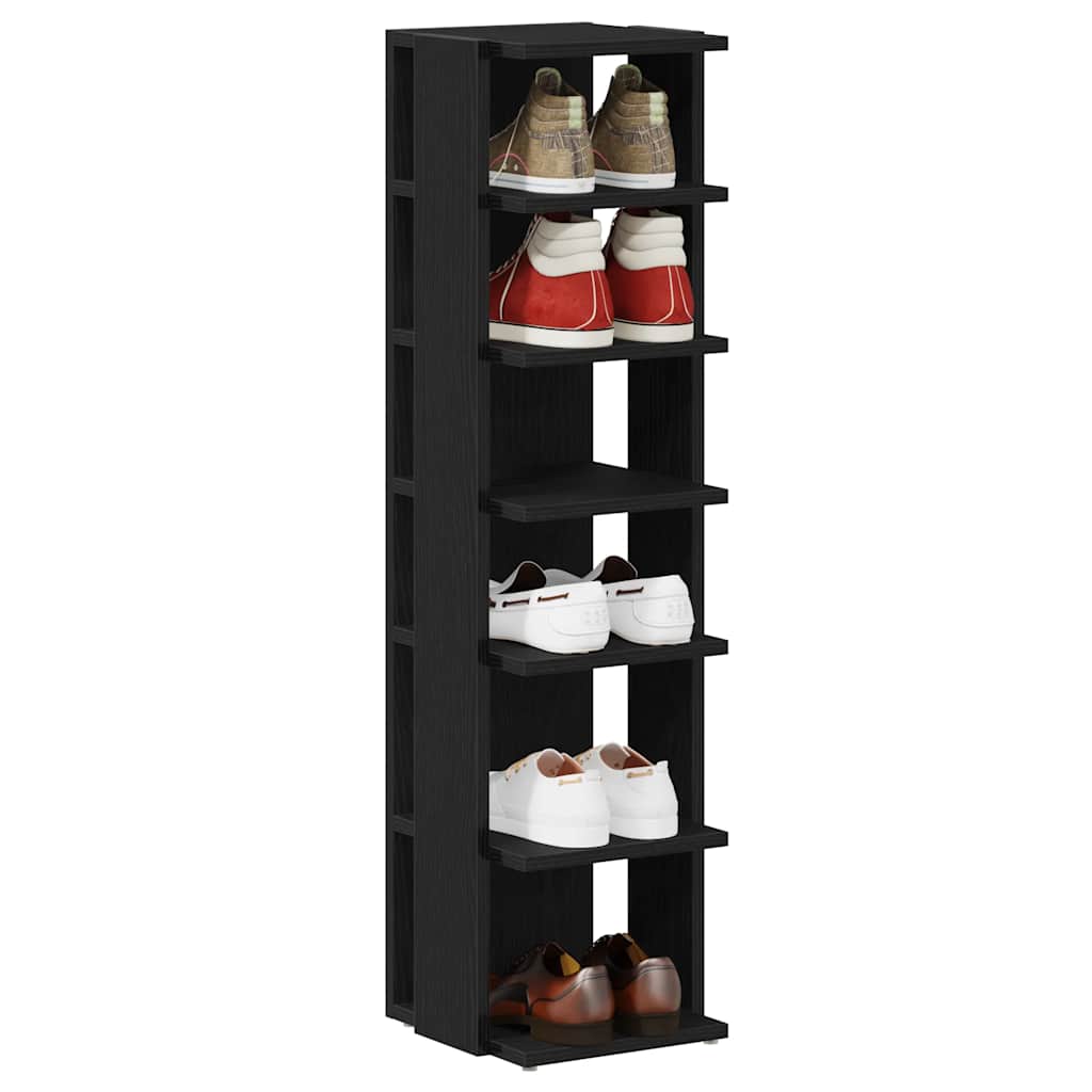vidaXL Shoe Cabinets 2 pcs Black Oak 25x27x102 cm Engineered Wood
