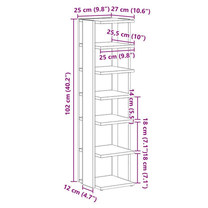 vidaXL Shoe Cabinets 2 pcs Black Oak 25x27x102 cm Engineered Wood