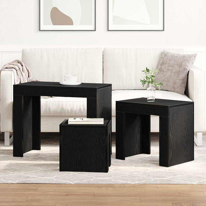 vidaXL Nesting Tables 3 pcs Black Oak Engineered Wood