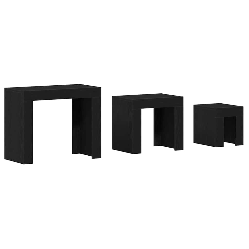 vidaXL Nesting Tables 3 pcs Black Oak Engineered Wood