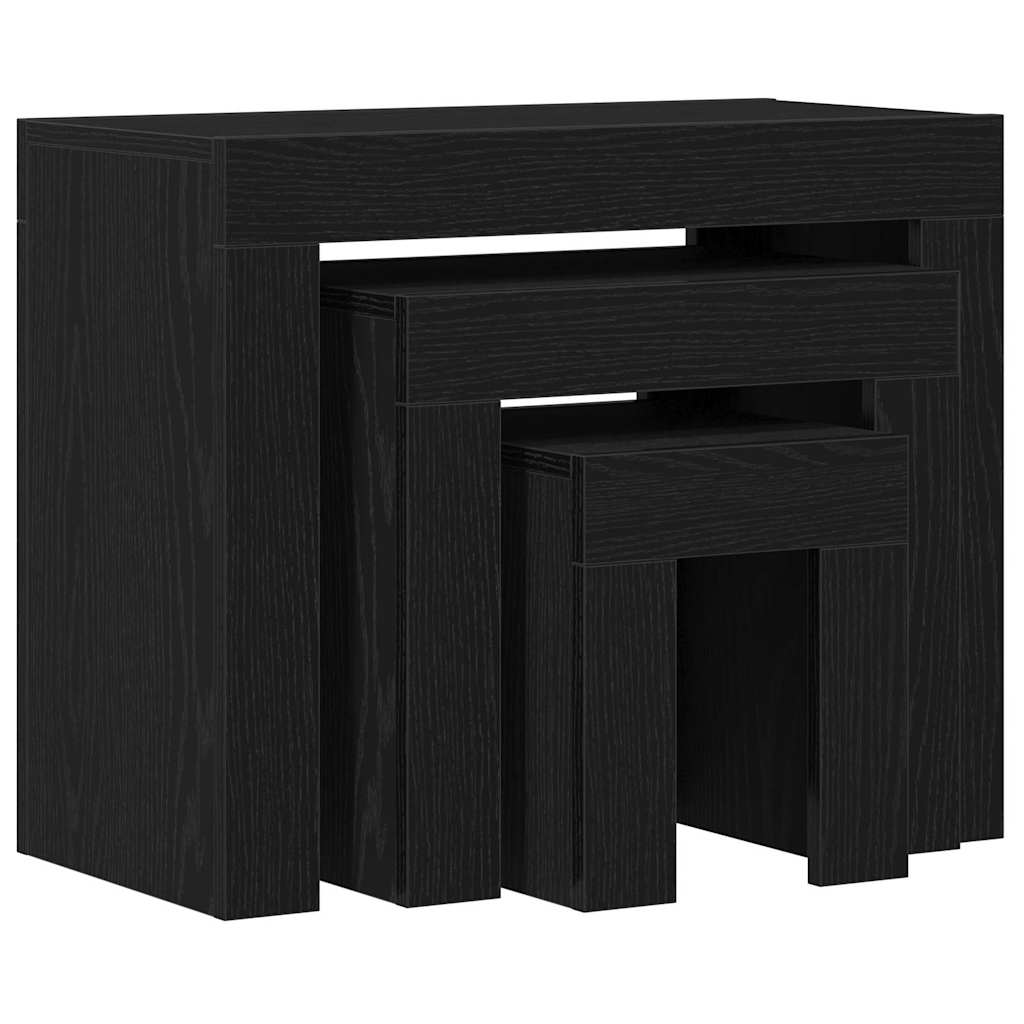 vidaXL Nesting Tables 3 pcs Black Oak Engineered Wood