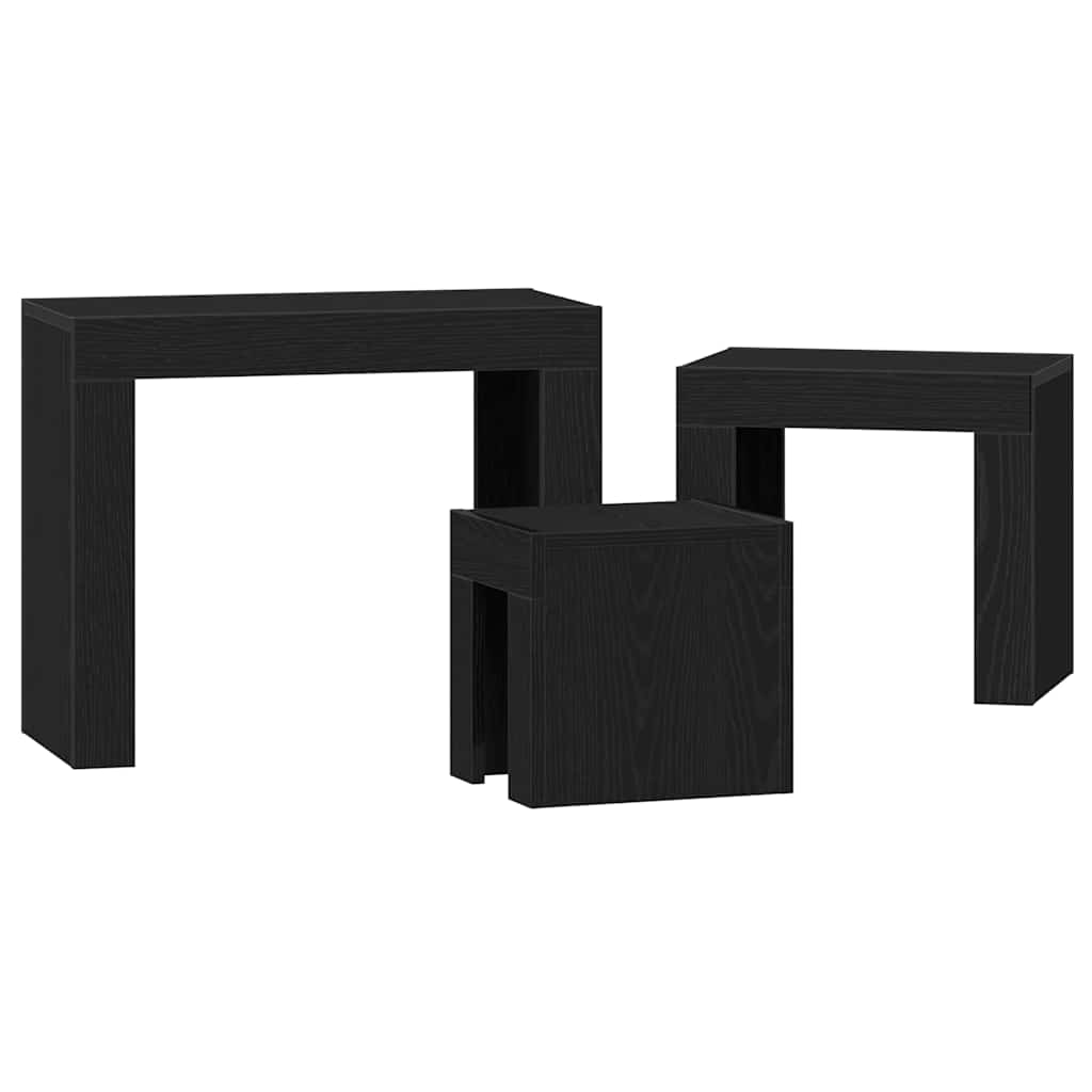 vidaXL Nesting Tables 3 pcs Black Oak Engineered Wood