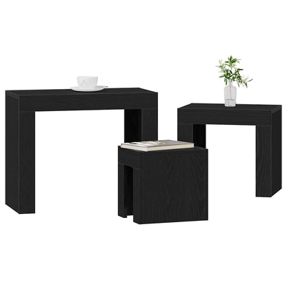 vidaXL Nesting Tables 3 pcs Black Oak Engineered Wood
