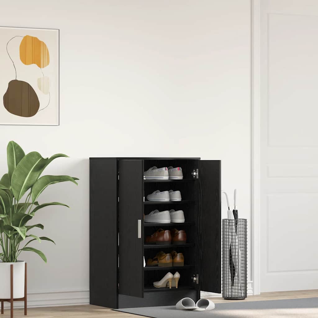 vidaXL Shoe Cabinet 60 x 35 x 92 cm Engineered Wood Black Oak