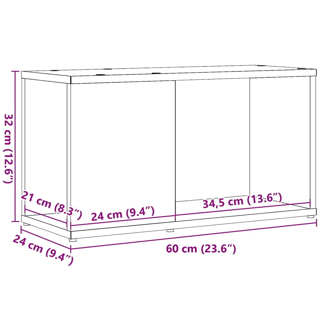 vidaXL TV Cabinet Black Oak 60x24x32 cm Engineered Wood
