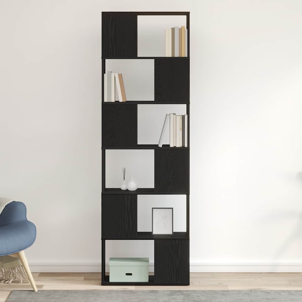 vidaXL Book Cabinet/Room Divider Black Oak 60x24x186 cm