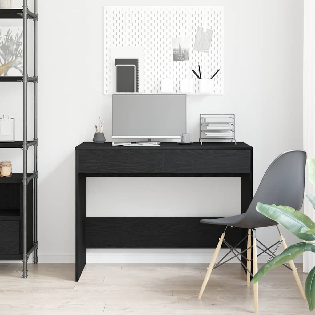 vidaXL Desk Black Oak 101x50x76.5 cm Engineered Wood