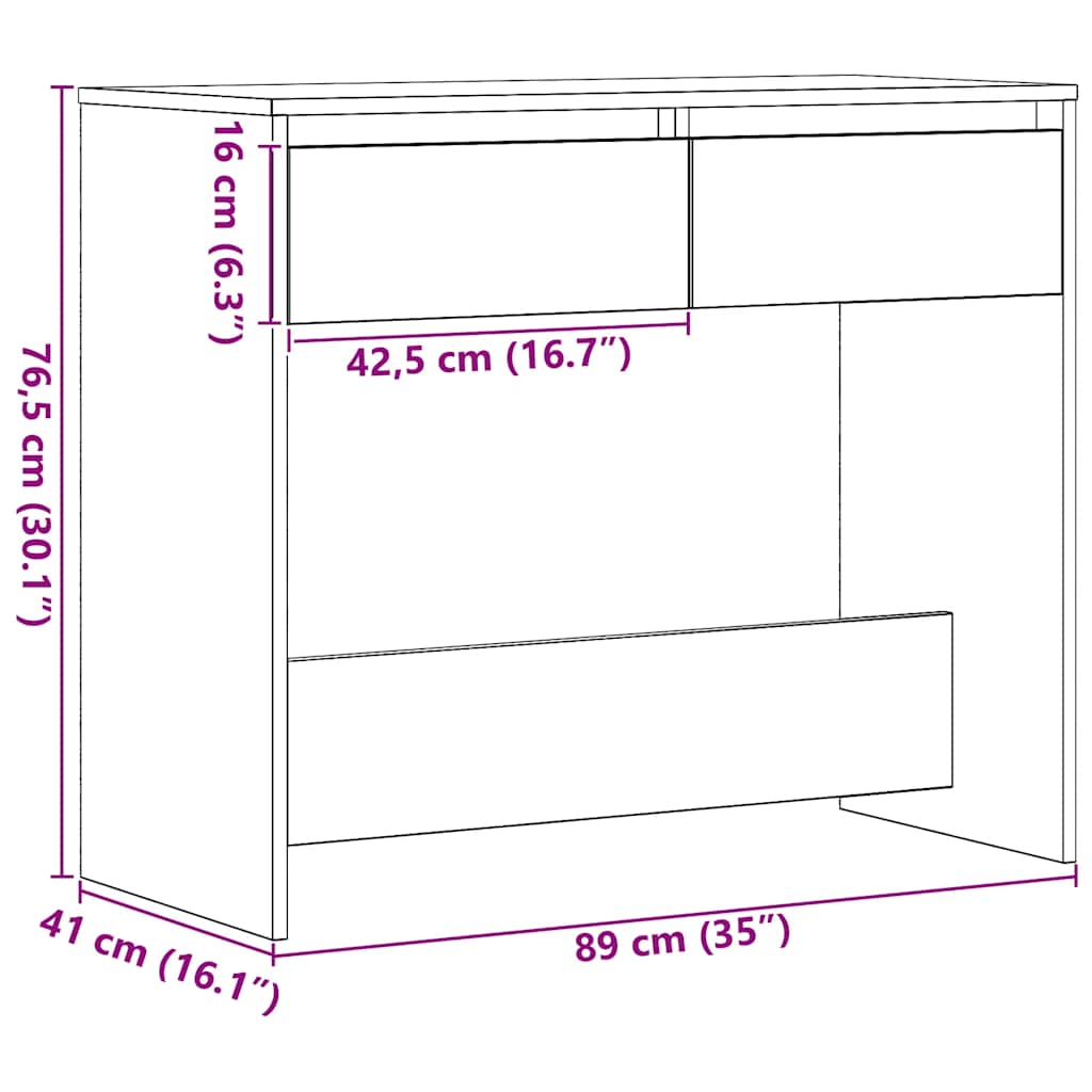 vidaXL Console Table Black Oak 89x41x76,5 cm Engineered Wood