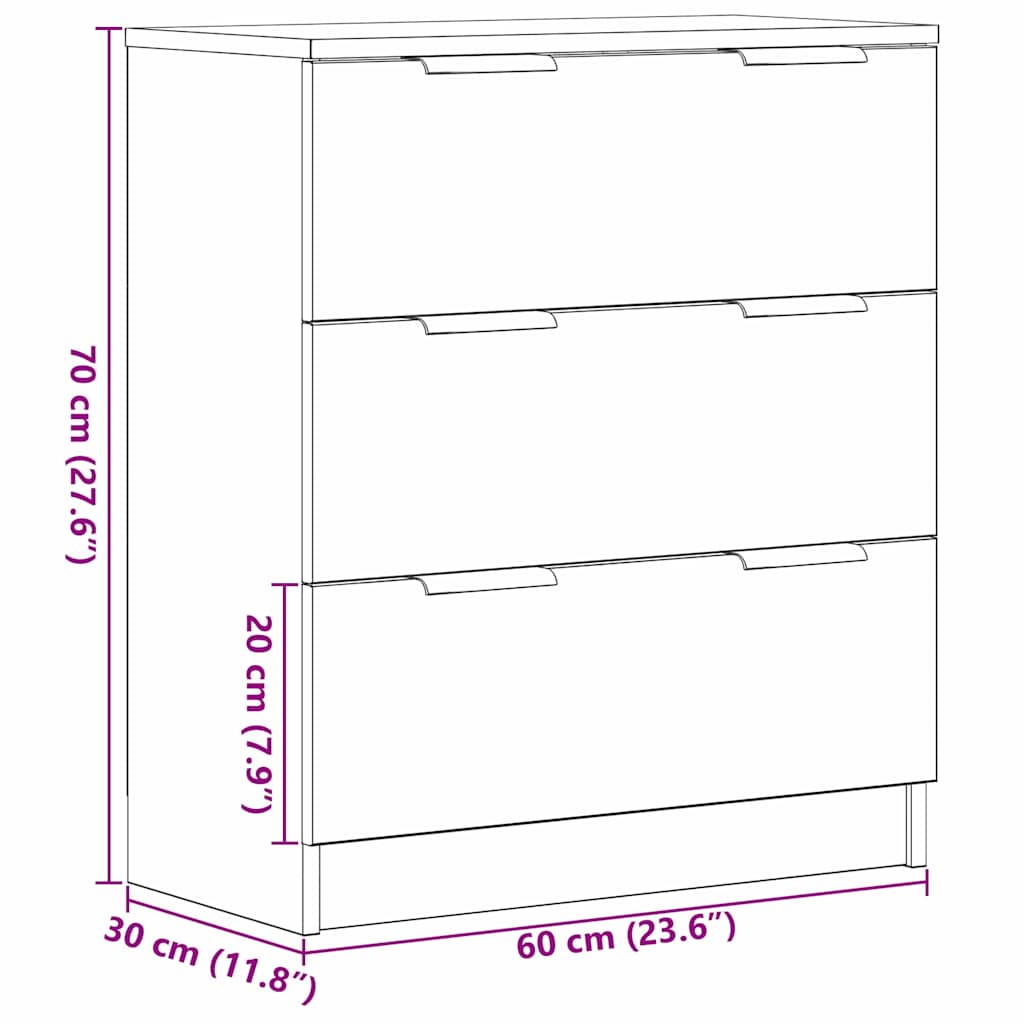 vidaXL Sideboard with Drawer Black Oak 60 x 30 x 70 cm Engineered Wood