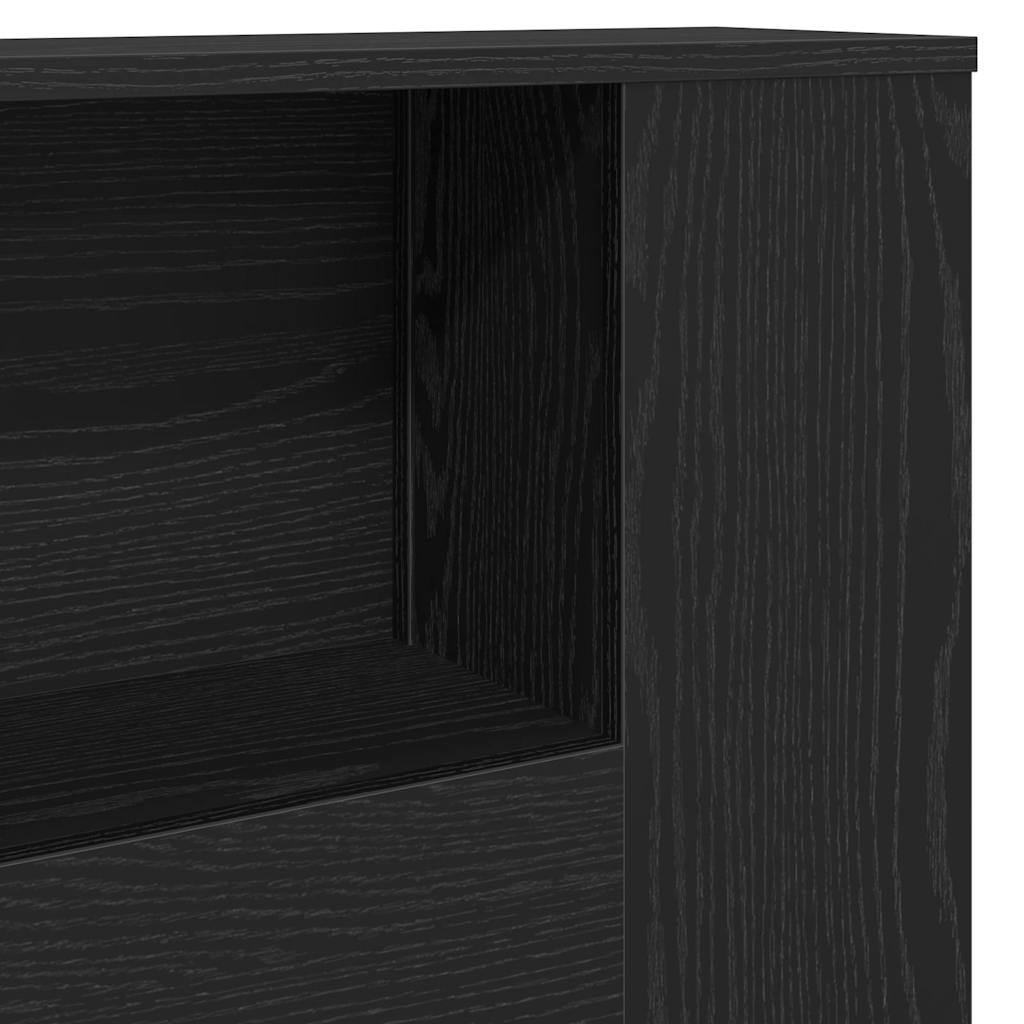 vidaXL Headboard Cabinet with Shelf Black Oak 180 x 18.5 x 102.5 cm
