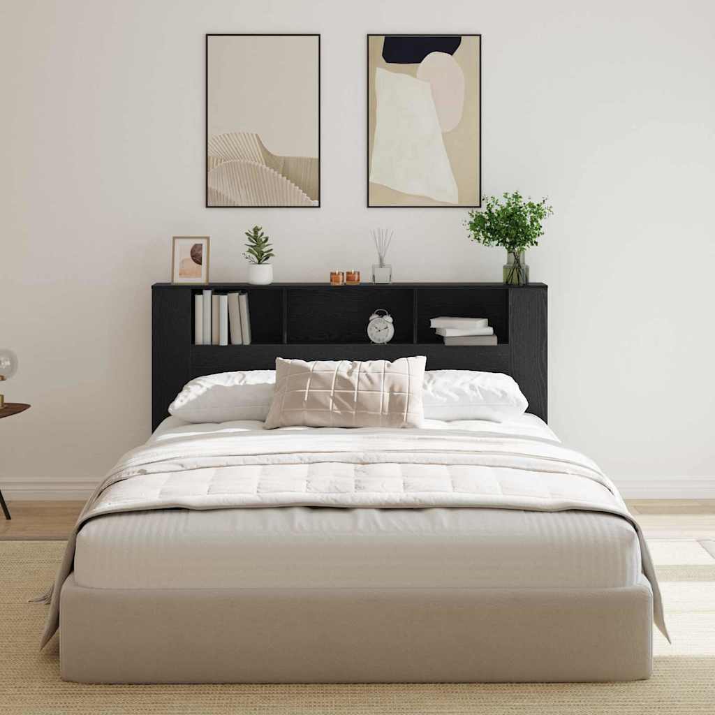 vidaXL Headboard Cabinet with Shelf Black Oak 180 x 18.5 x 102.5 cm