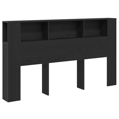 vidaXL Headboard Cabinet with Shelf Black Oak 180 x 18.5 x 102.5 cm
