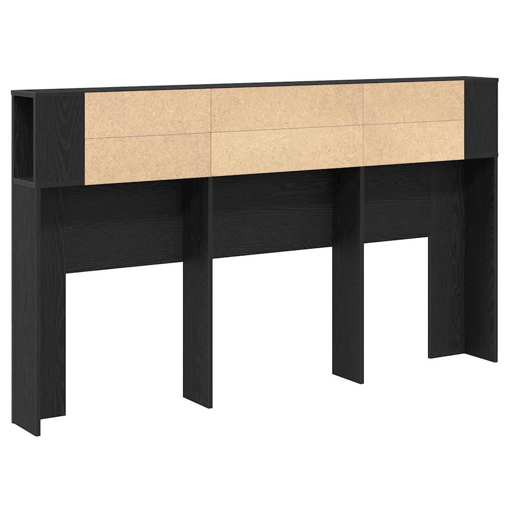 vidaXL Headboard Cabinet with Shelf Black Oak 180 x 18.5 x 102.5 cm
