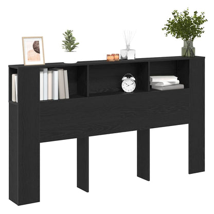 vidaXL Headboard Cabinet with Shelf Black Oak 180 x 18.5 x 102.5 cm
