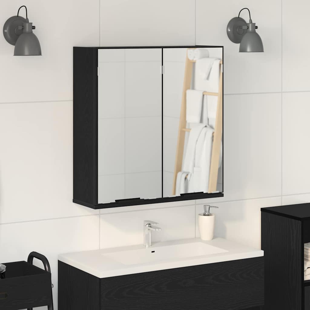vidaXL Mirror Cabinet Black Oak 64 x 20 x 67 cm Engineered Wood