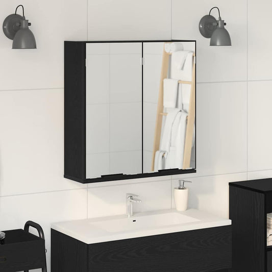 vidaXL Mirror Cabinet Black Oak 64 x 20 x 67 cm Engineered Wood