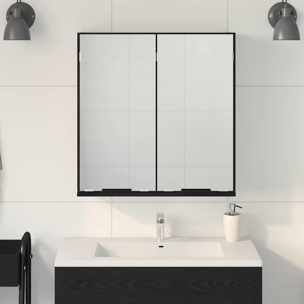 vidaXL Mirror Cabinet Black Oak 64 x 20 x 67 cm Engineered Wood