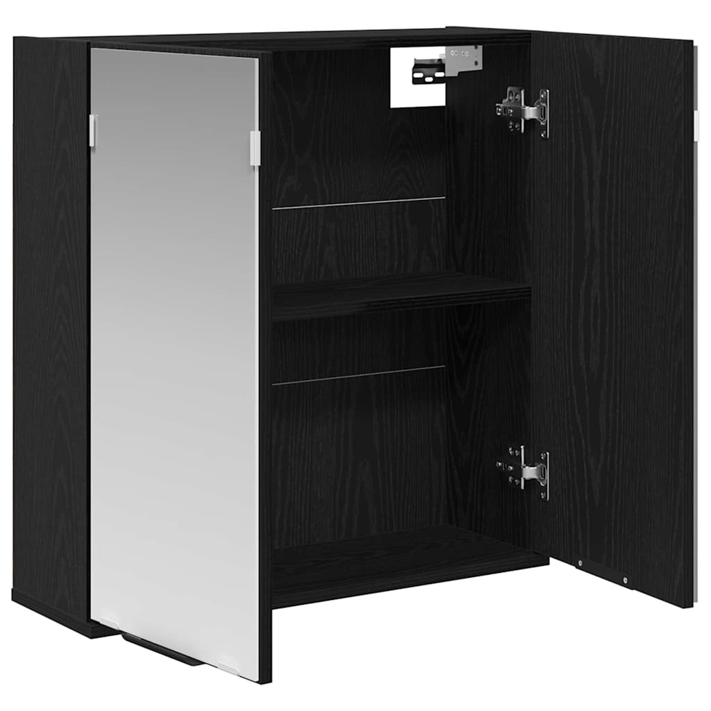 vidaXL Mirror Cabinet Black Oak 64 x 20 x 67 cm Engineered Wood
