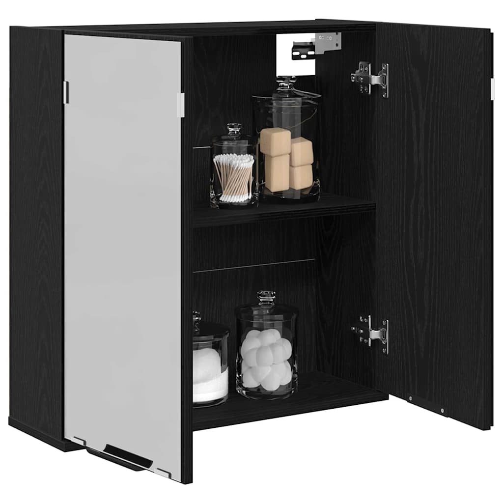 vidaXL Mirror Cabinet Black Oak 64 x 20 x 67 cm Engineered Wood