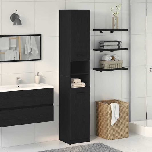 vidaXL Bathroom Cabinet Black oak 32 x 34 x 188.5 cm Engineered Wood