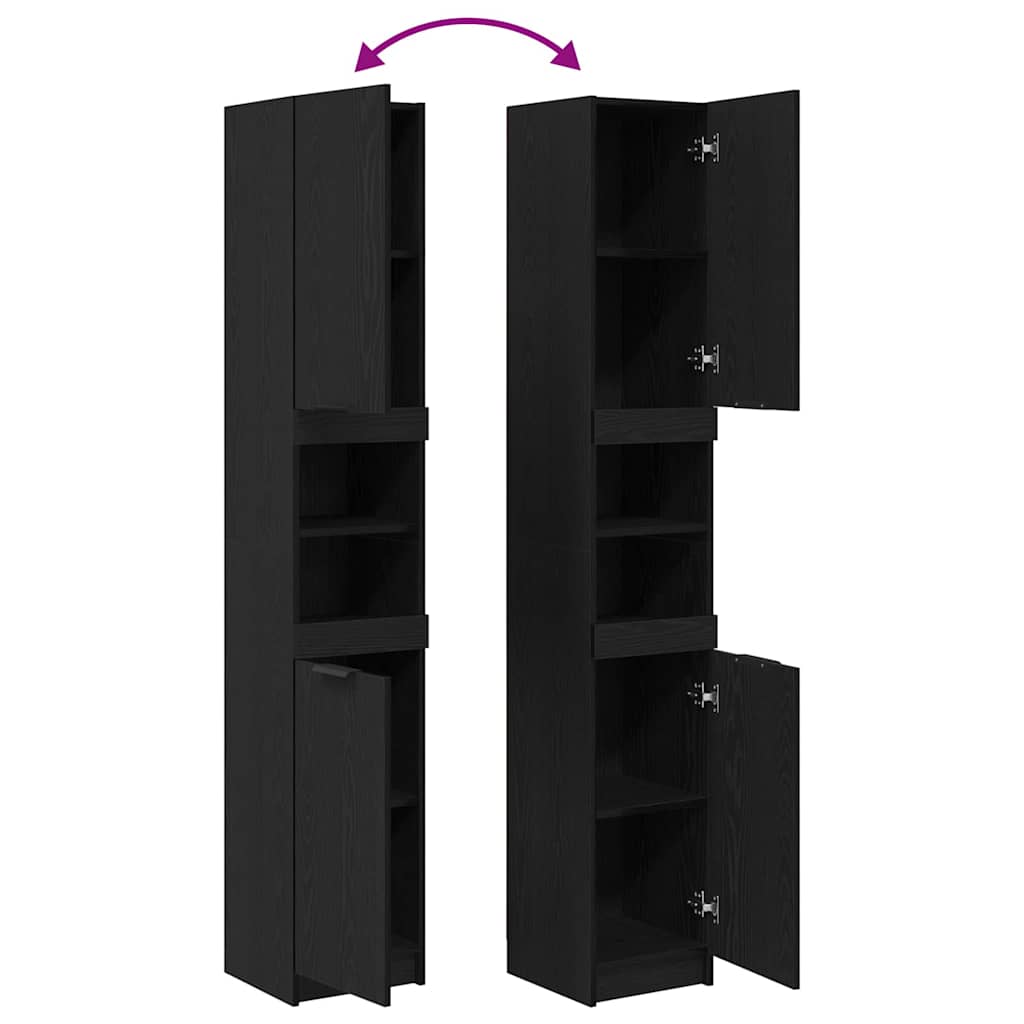 vidaXL Bathroom Cabinet Black oak 32 x 34 x 188.5 cm Engineered Wood