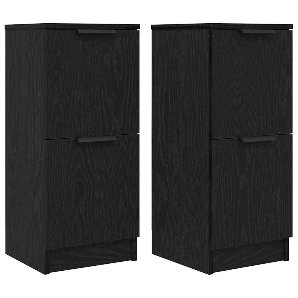vidaXL Sideboard 2 pcs Black Oak 30 x 30 x 70 cm Engineered Wood