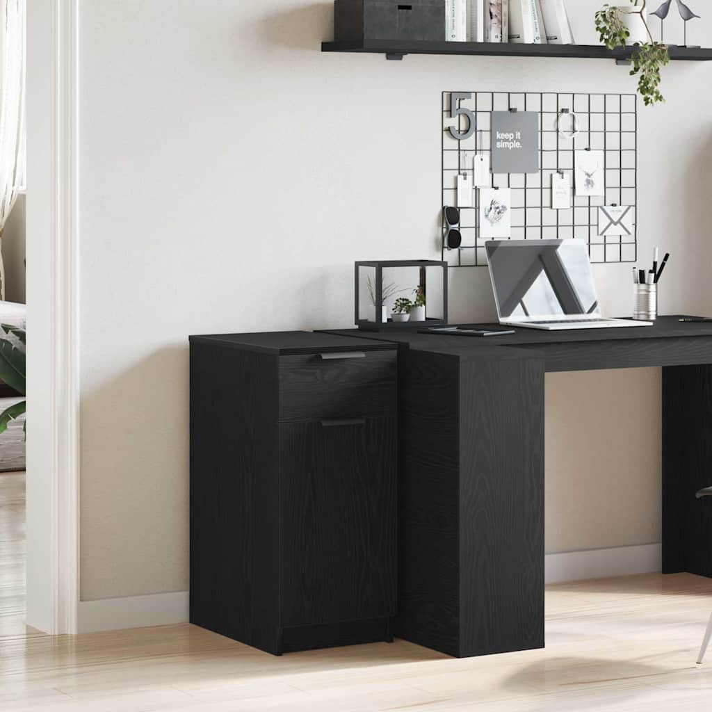 vidaXL Office Cabinet Black Oak 33 x 50 x 75 cm Engineered Wood