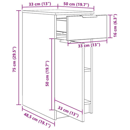 vidaXL Office Cabinet Black Oak 33 x 50 x 75 cm Engineered Wood