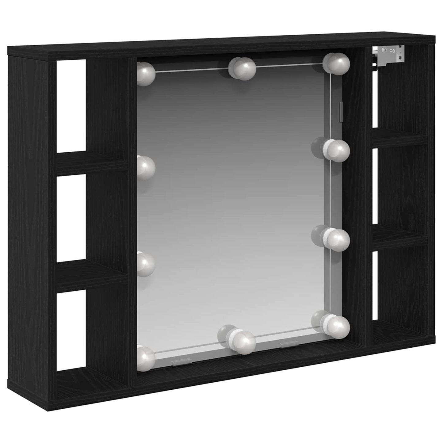 vidaXL Mirror Cabinet Black Oak 76 x 15 x 55 cm Engineered Wood