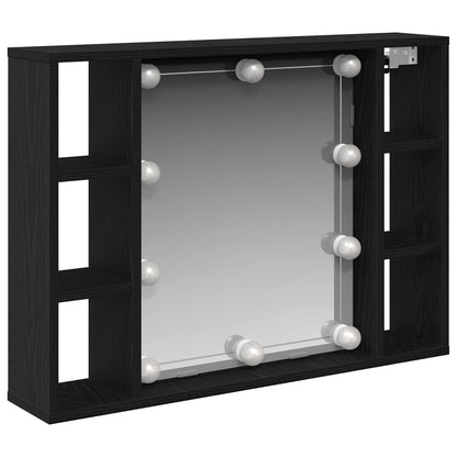vidaXL Mirror Cabinet Black Oak 76 x 15 x 55 cm Engineered Wood