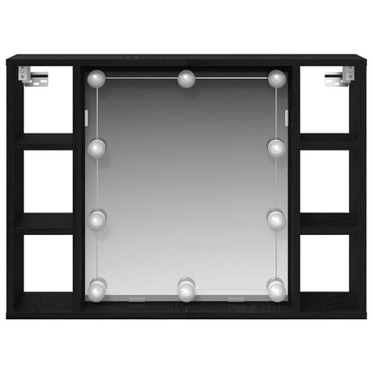 vidaXL Mirror Cabinet Black Oak 76 x 15 x 55 cm Engineered Wood