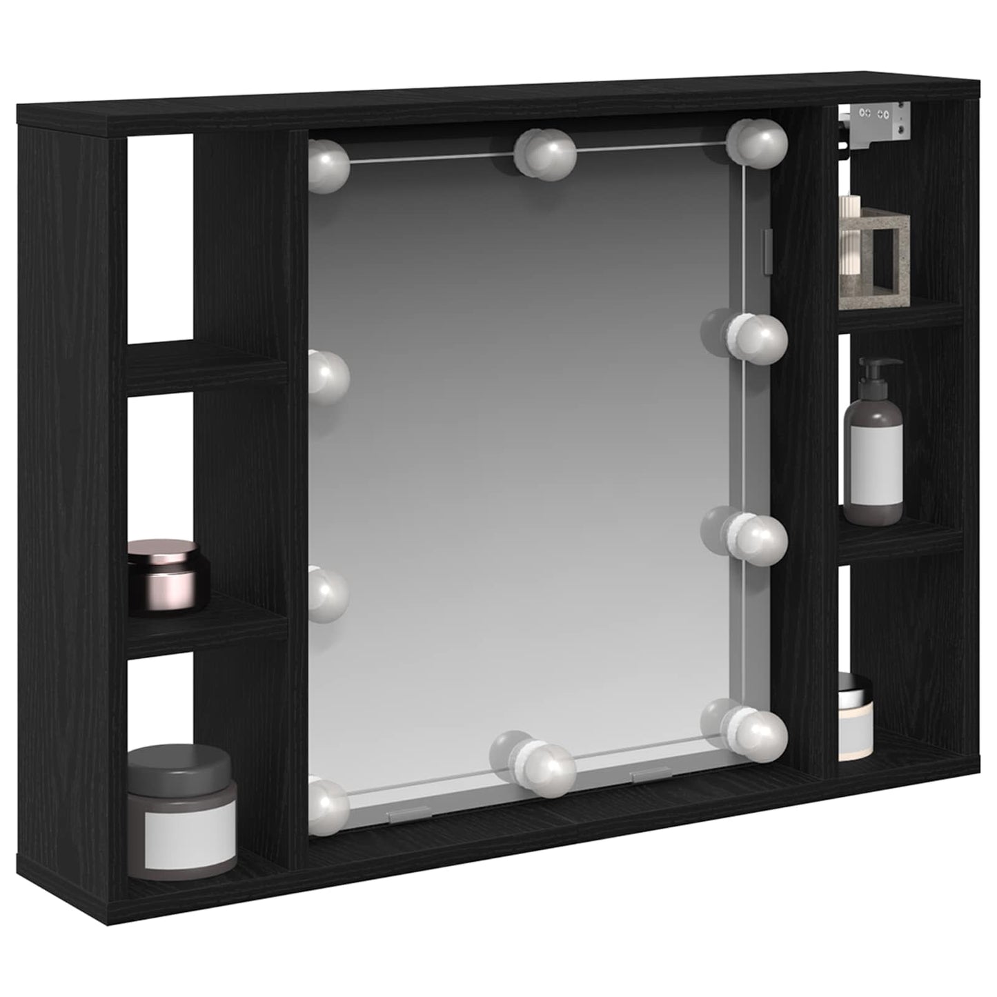 vidaXL Mirror Cabinet Black Oak 76 x 15 x 55 cm Engineered Wood