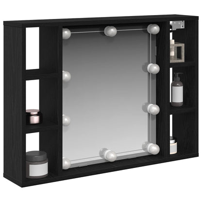 vidaXL Mirror Cabinet Black Oak 76 x 15 x 55 cm Engineered Wood