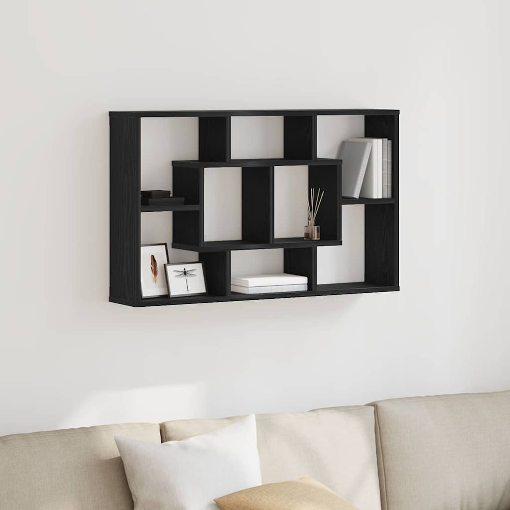 vidaXL Wall Shelf Black Oak 85 x 16 x 52.5 cm Engineered Wood