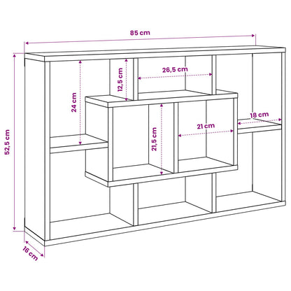 vidaXL Wall Shelf Black Oak 85 x 16 x 52.5 cm Engineered Wood