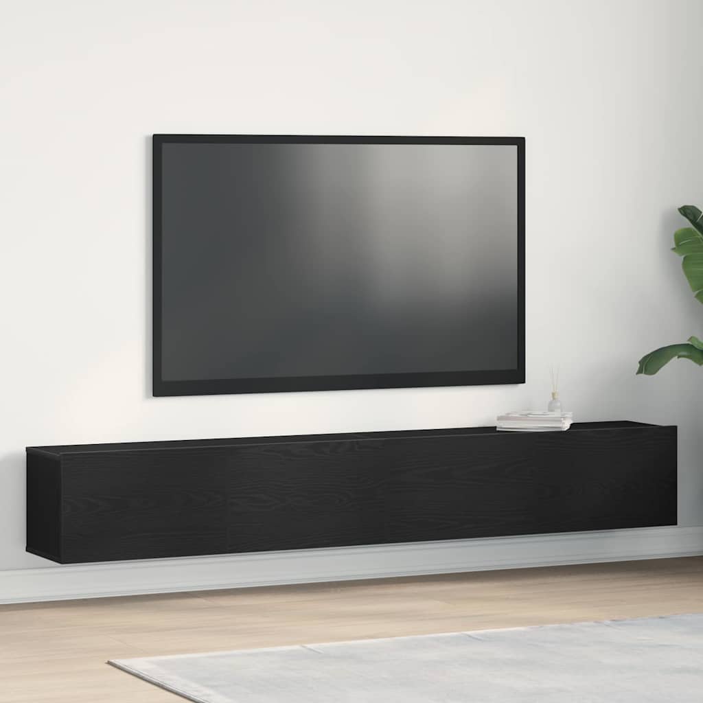 vidaXL TV Cabinet 2 pcs Black Engineered Wood